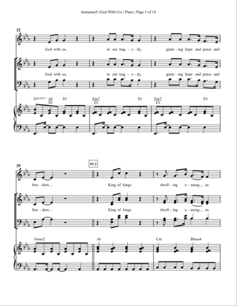 Immanuel! (God With Us) - Anthem - Piano/Vocal/Rhythm 4-Part scores gallery preview page 6
