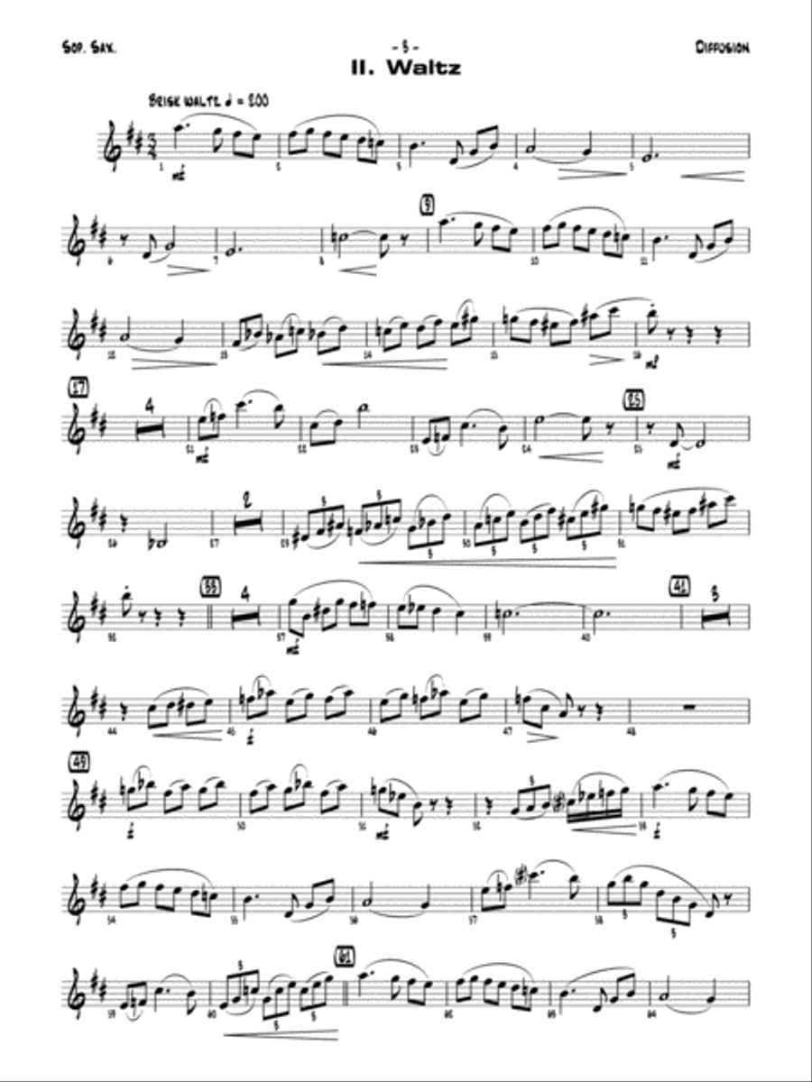 Diffusion for Sax Quartet: B-flat Soprano Saxophone Saxophone Quartet scores gallery preview page 4