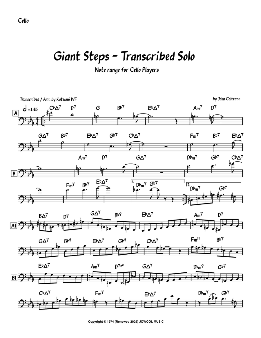 Giant Steps Cello Solo scores gallery preview page 1