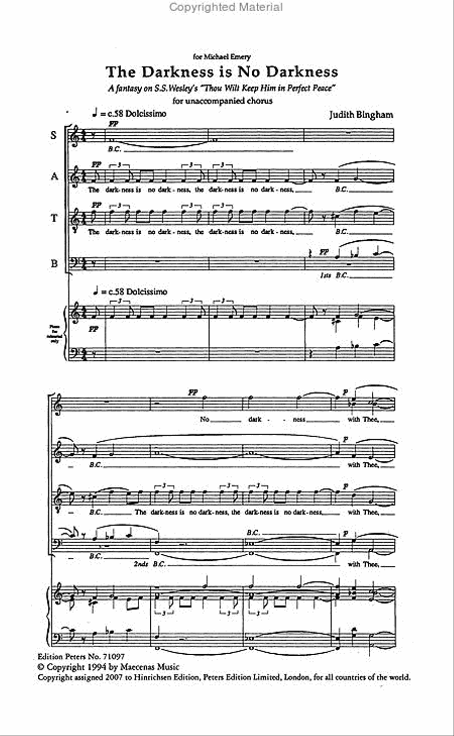 The Darkness is No Darkness for SATB Choir (Organ ad lib.) Divisi scores gallery preview page 2