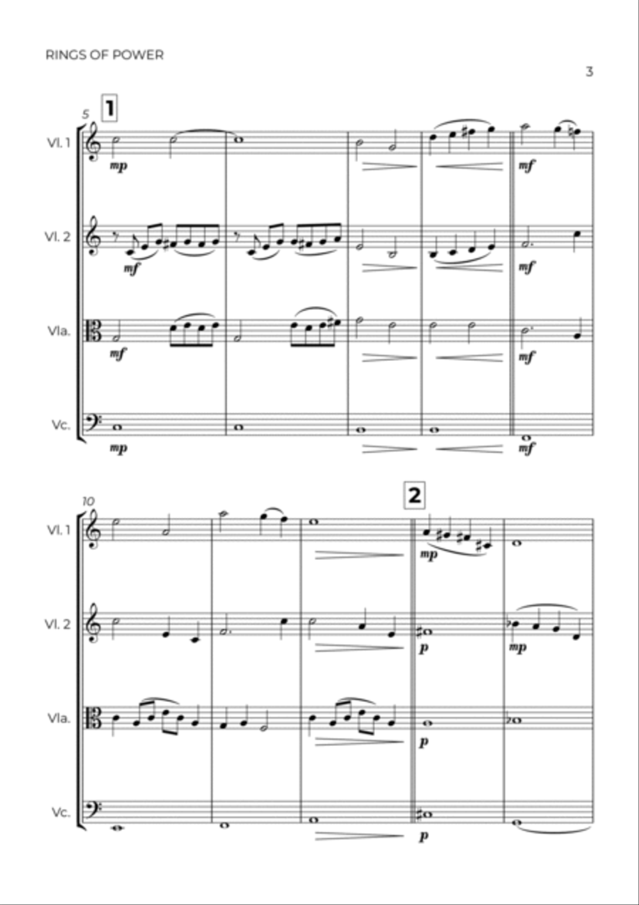 The Lord Of The Rings: The Rings Of Power String Quartet scores gallery preview page 3