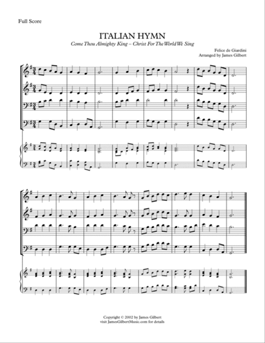 ITALIAN HYMN (Come Thou Almighty King) Small Ensemble scores gallery preview page 2