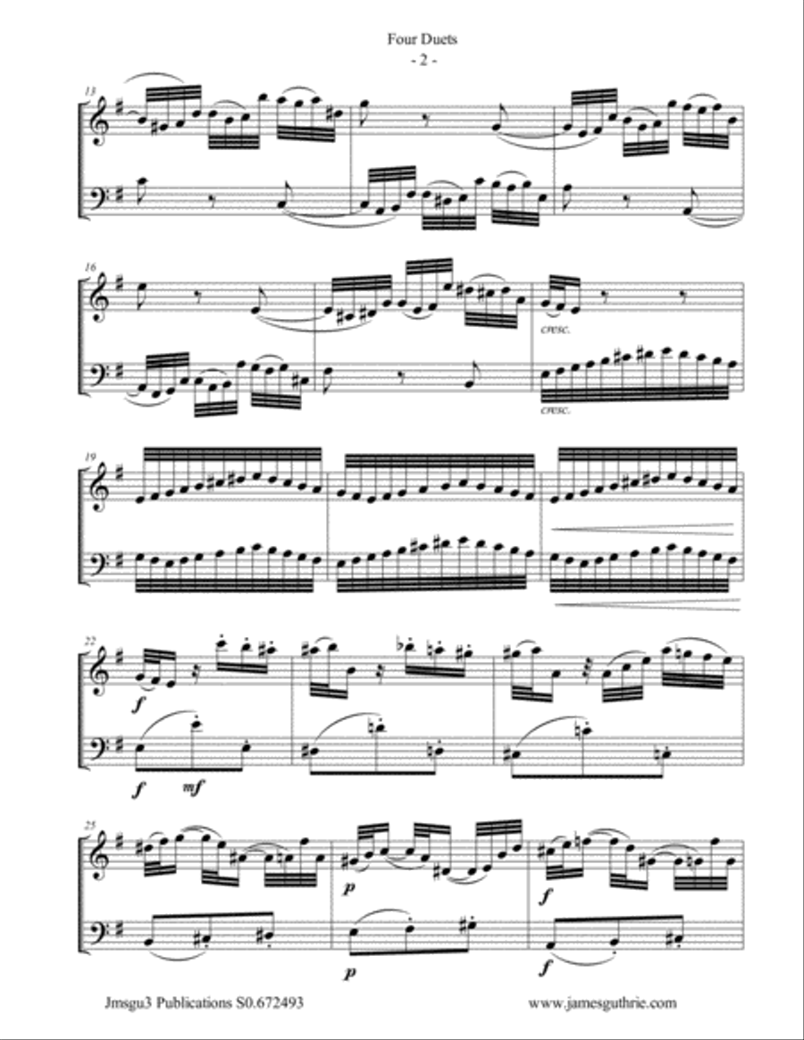 Bach: Four Duets for Bass Flute & Cello Flute scores gallery preview page 2