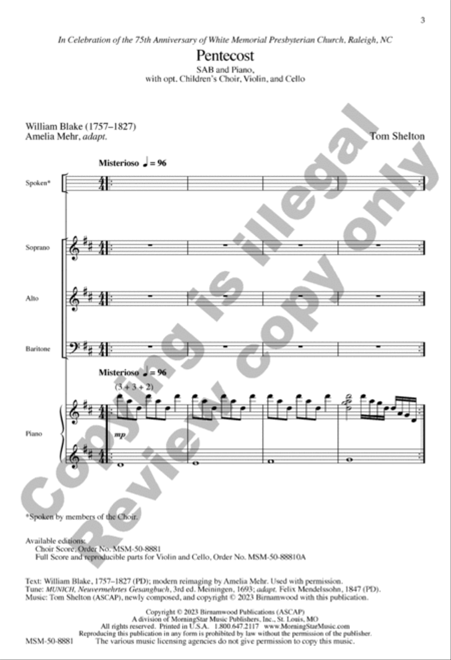 Pentecost (Choral Score) 3-Part scores gallery preview page 2