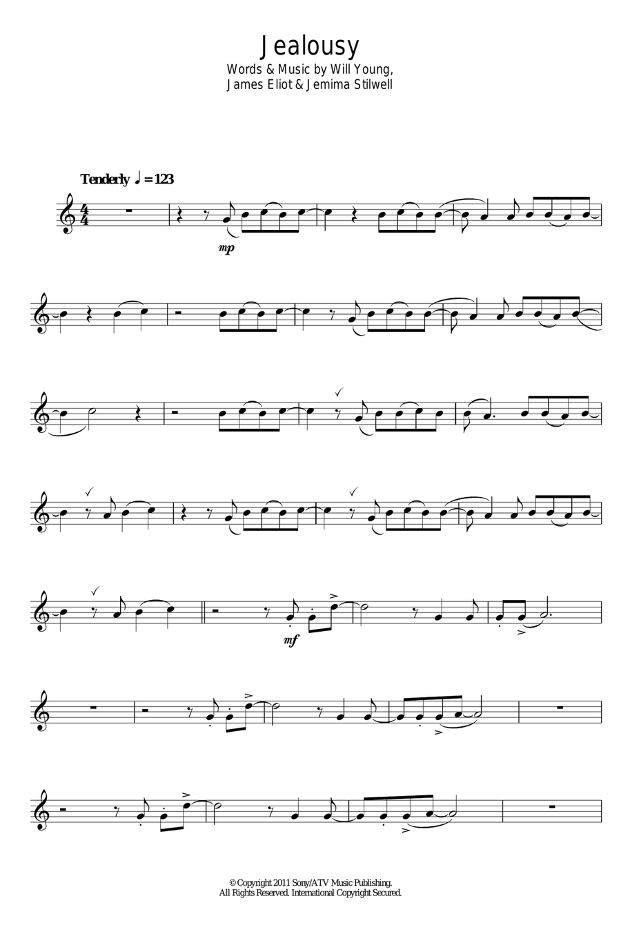 Jealousy Jealousy Alto Saxophone scores gallery preview page 1