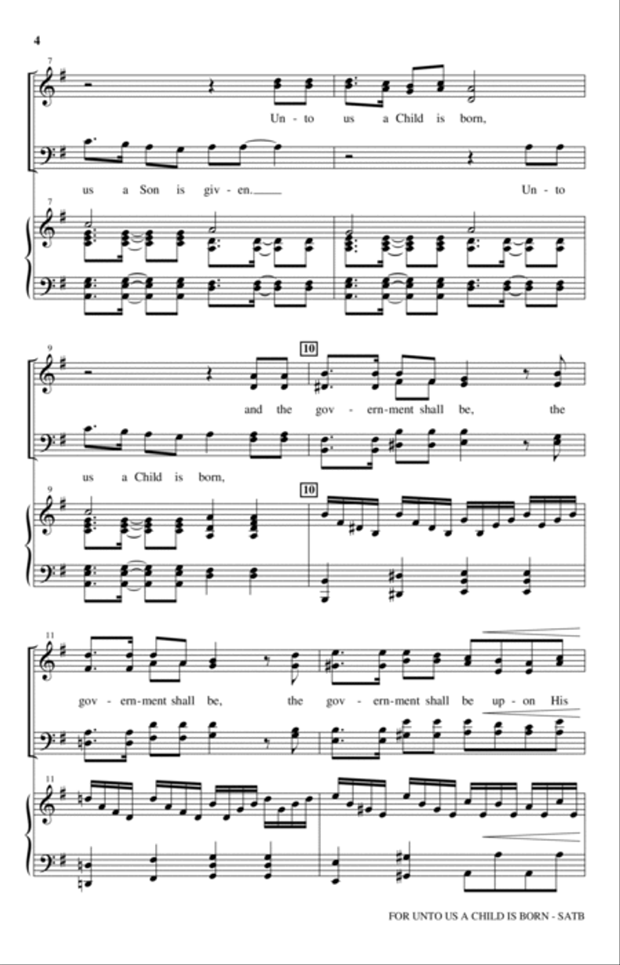 For Unto Us A Child Is Born 4-Part scores gallery preview page 2