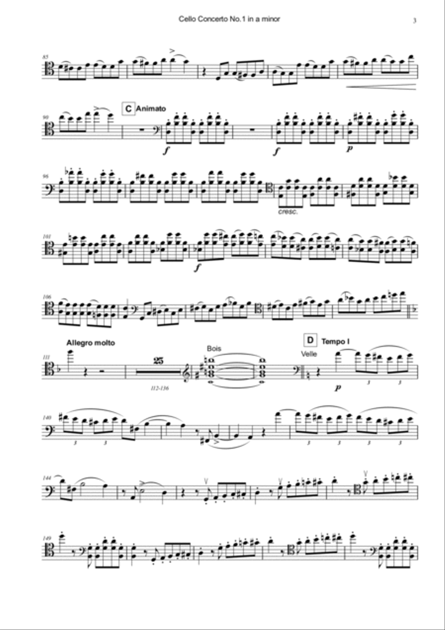 C. Saint-Saens : Cello Concerto No.1 in a minor Cello Solo scores gallery preview page 3
