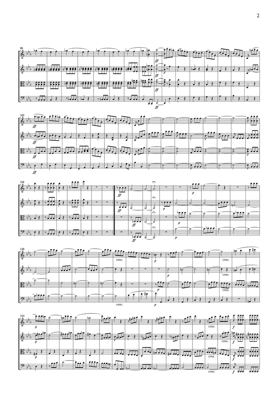 Beethoven Symphony No.5, 1st mvt., for string quartet, CB011 String Quartet scores gallery preview page 2