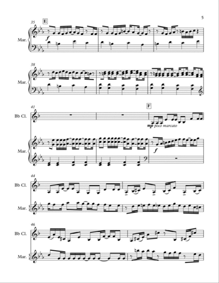 Tunisia for Clarinet and Bass Marimba Clarinet scores gallery preview page 5