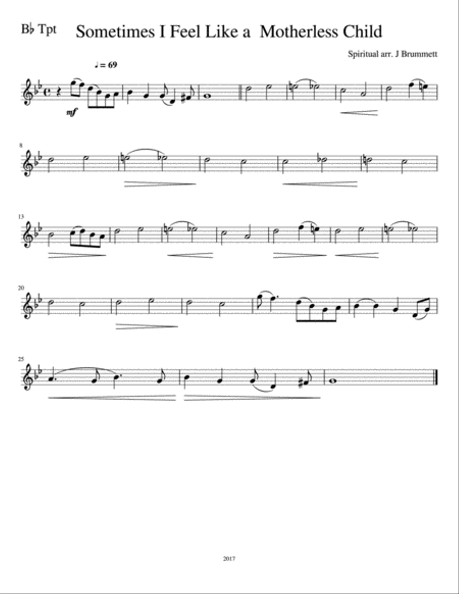 Sometimes I Feel Like a Motherless Child Brass Ensemble scores gallery preview page 3