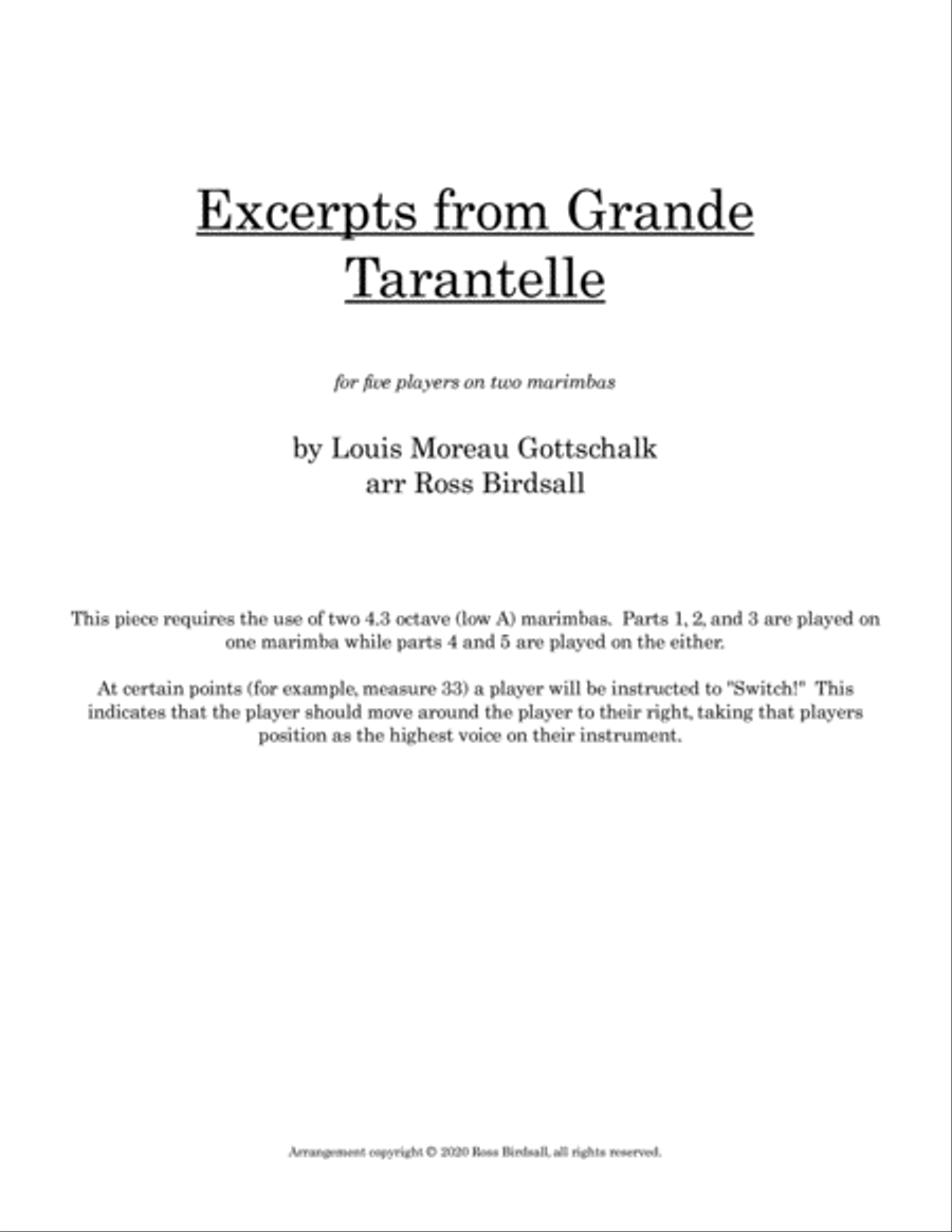 Excerpts from Grande Tarantelle Percussion Ensemble scores gallery preview page 1