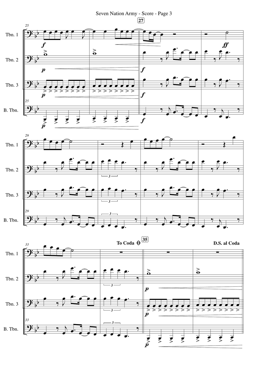 Seven Nation Army Brass Ensemble scores gallery preview page 3
