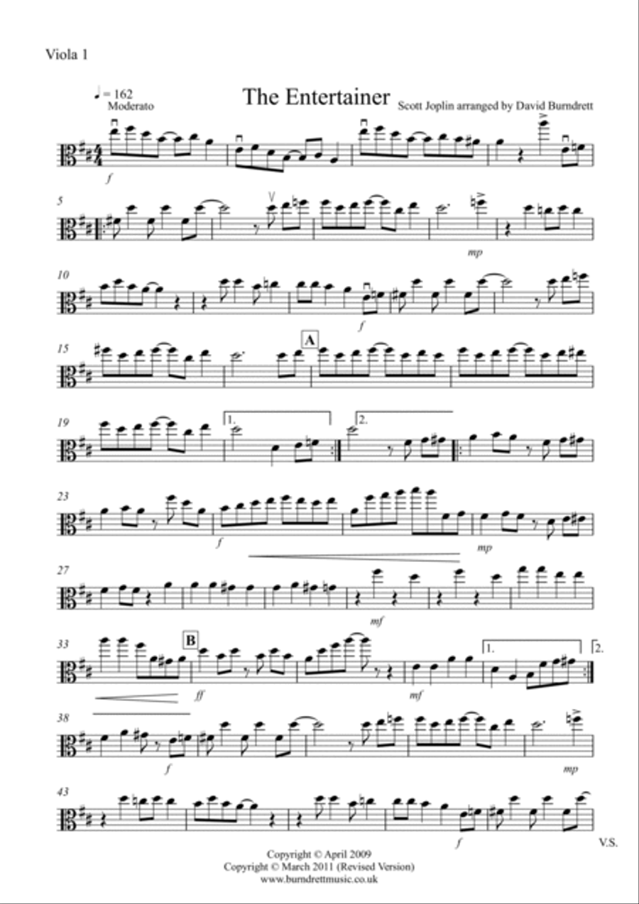 The Entertainer for Viola Quartet Viola Solo scores gallery preview page 3