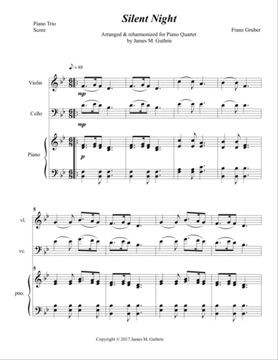 Silent Night for Piano Trio Piano Trio scores gallery preview page 1