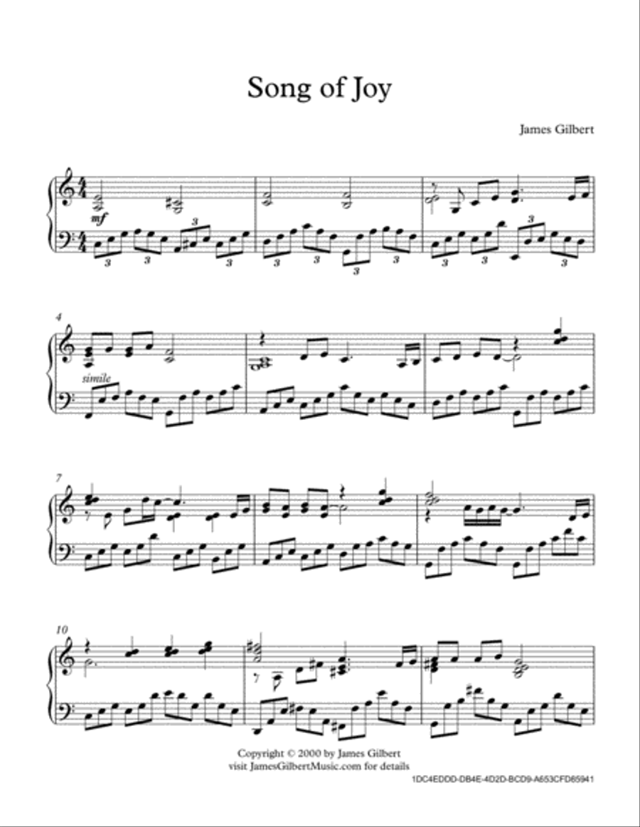Song Of Joy Piano Solo scores gallery preview page 2