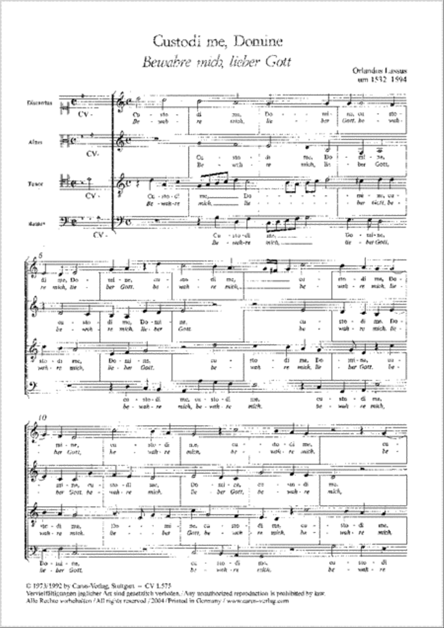 Custodi me, Domine 4-Part scores gallery preview page 1