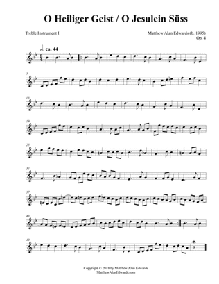 Op. 4 O Heiliger Geist / O Jesulein Süss (Instrumental Parts)