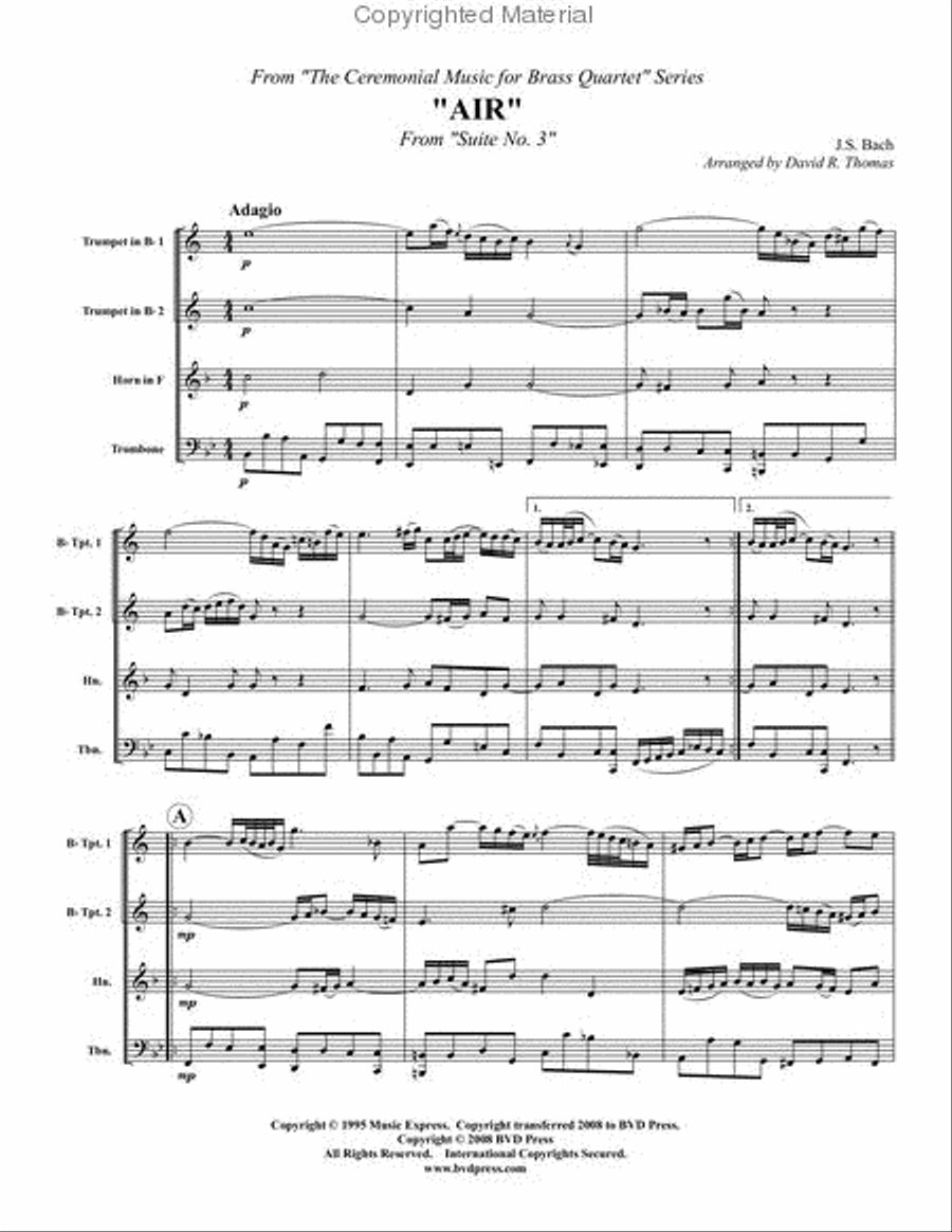 Air on the G String Brass Quartet scores gallery preview page 2