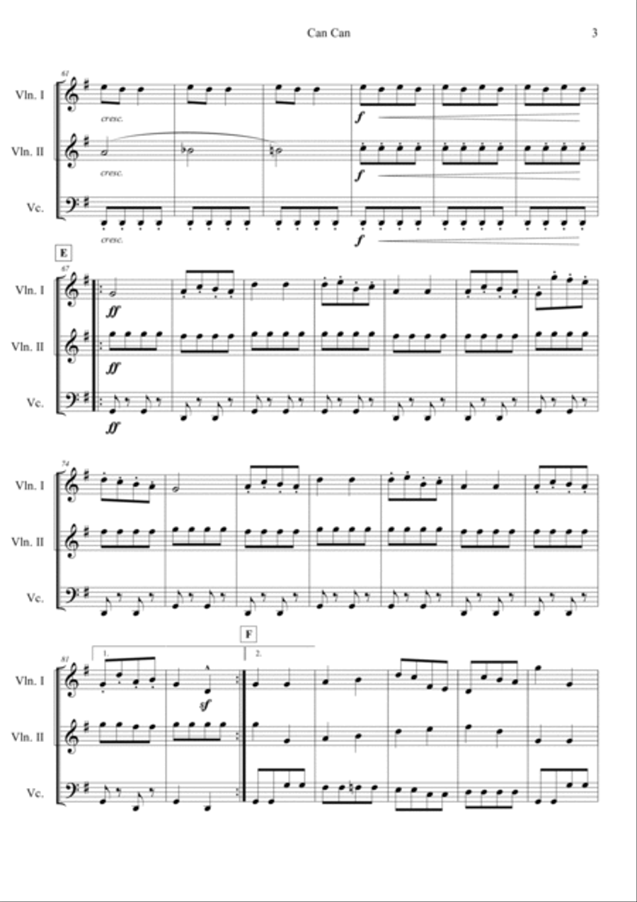 Can Can (from Orpheus in the Underworld) String Trio scores gallery preview page 3