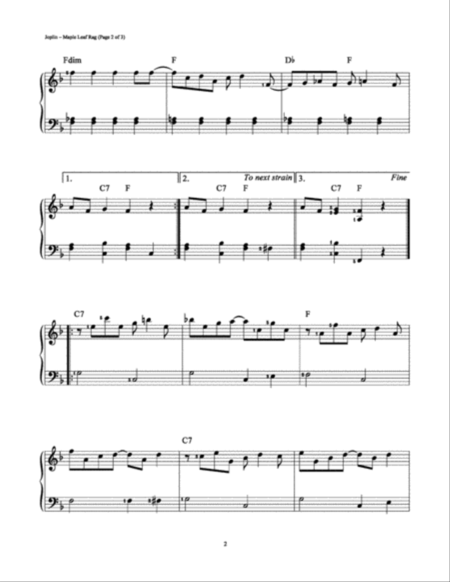 Maple Leaf Rag Maple Leaf Rag Easy Piano scores gallery preview page 2