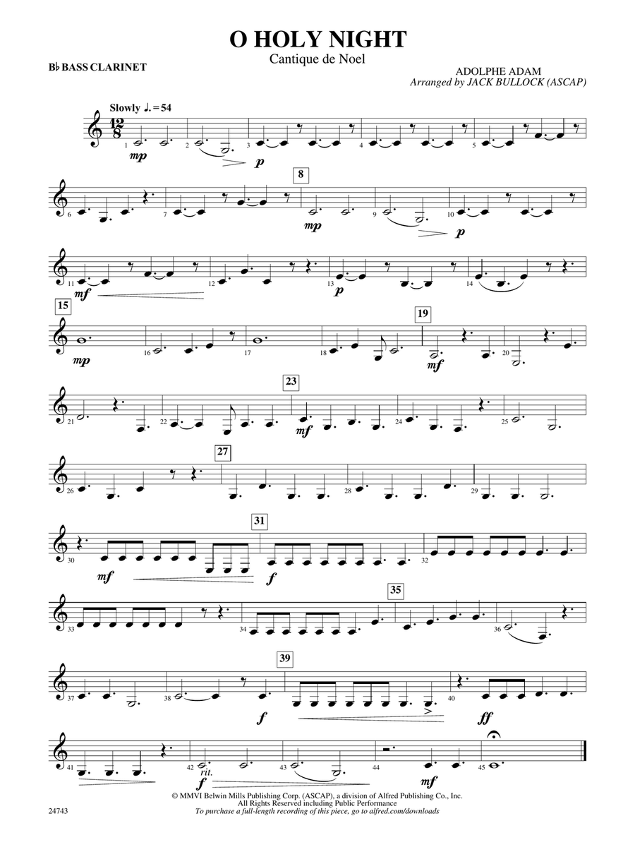 O Holy Night (Cantique de Noel): B-flat Bass Clarinet