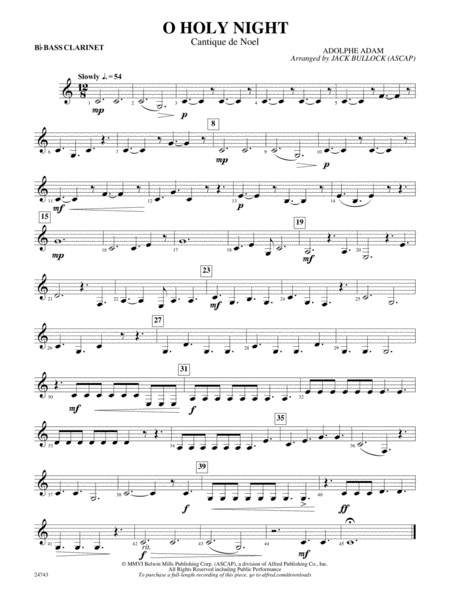 O Holy Night (Cantique de Noel): B-flat Bass Clarinet