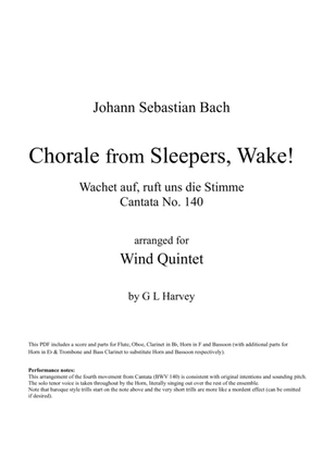 Chorale from Sleepers, Wake! (BWV 140) for Wind Quintet