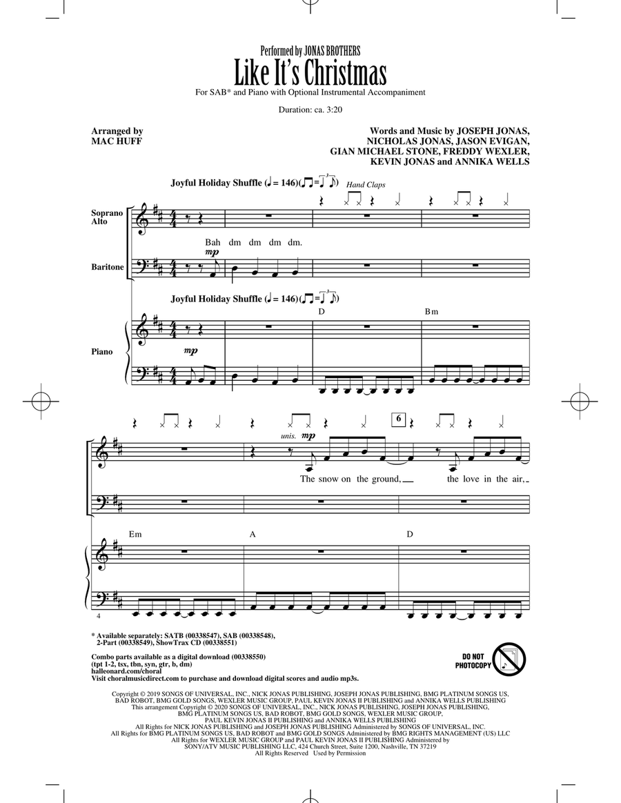 Like It's Christmas (arr. Mac Huff) 3-Part scores gallery preview page 1