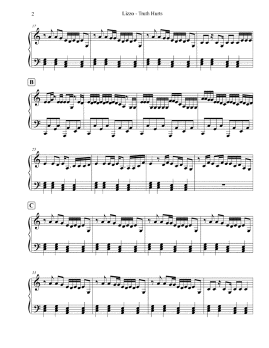 Truth Hurts Truth Hurts Easy Piano scores gallery preview page 2