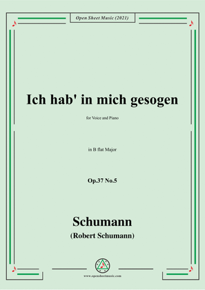 Book cover for Schumann-Ich hab in mich gesogen,Op.37 No.5,in B flat Major,for Voice and Piano