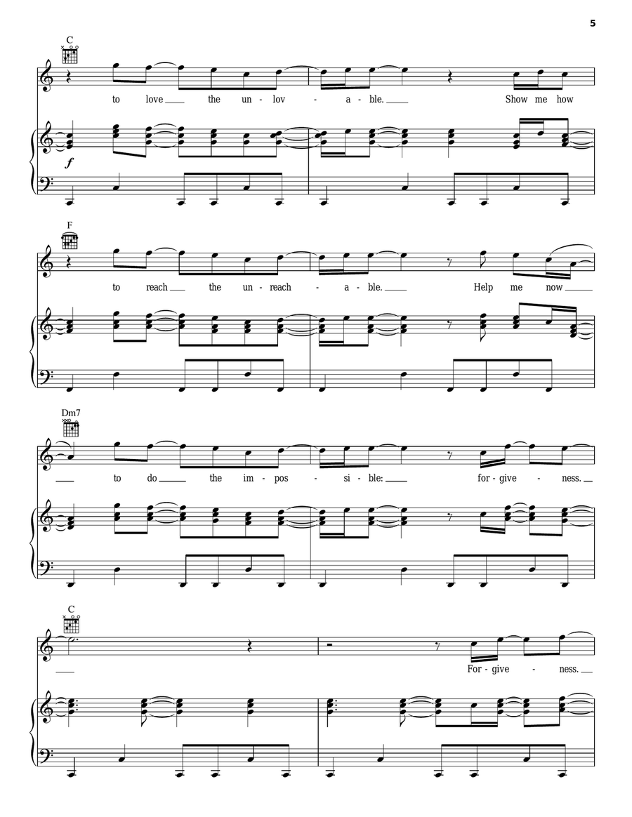 Forgiveness Forgiveness Piano, Vocal, Guitar scores gallery preview page 5