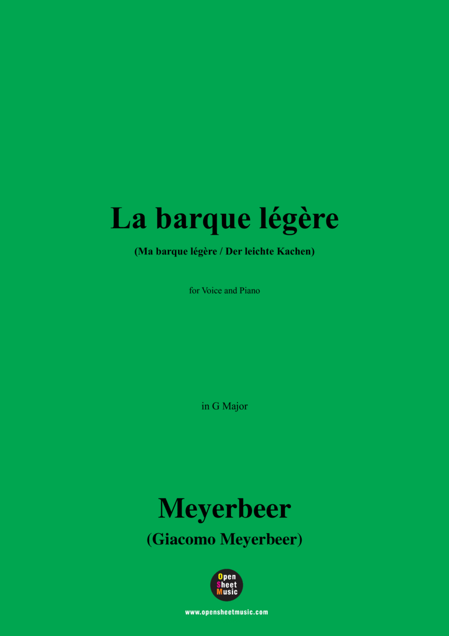 Meyerbeer-La barque légère(Ma barque légère;Der leichte Kachen),in G Major Voice scores gallery preview page 1