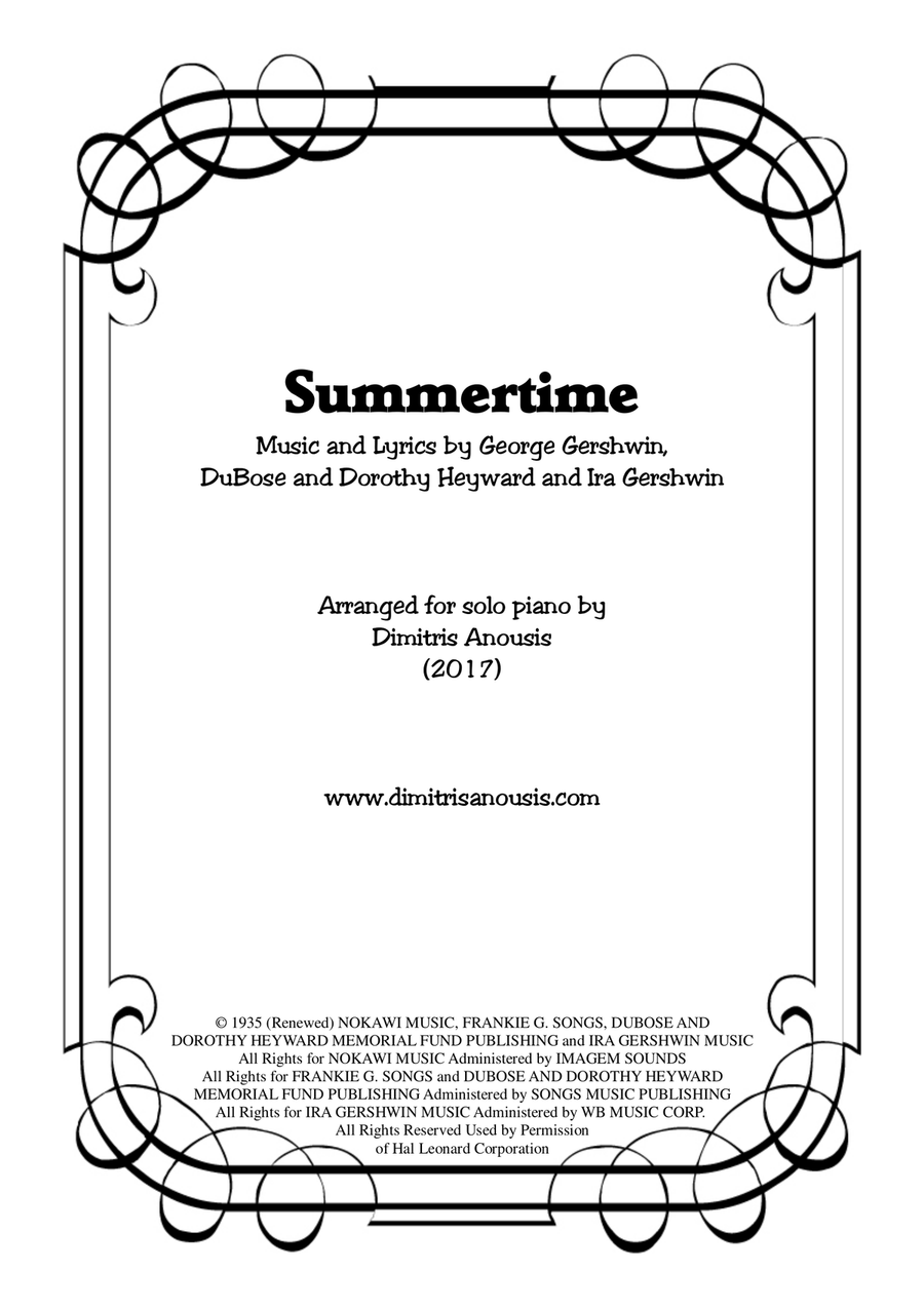 Summertime Piano Solo scores gallery preview page 1