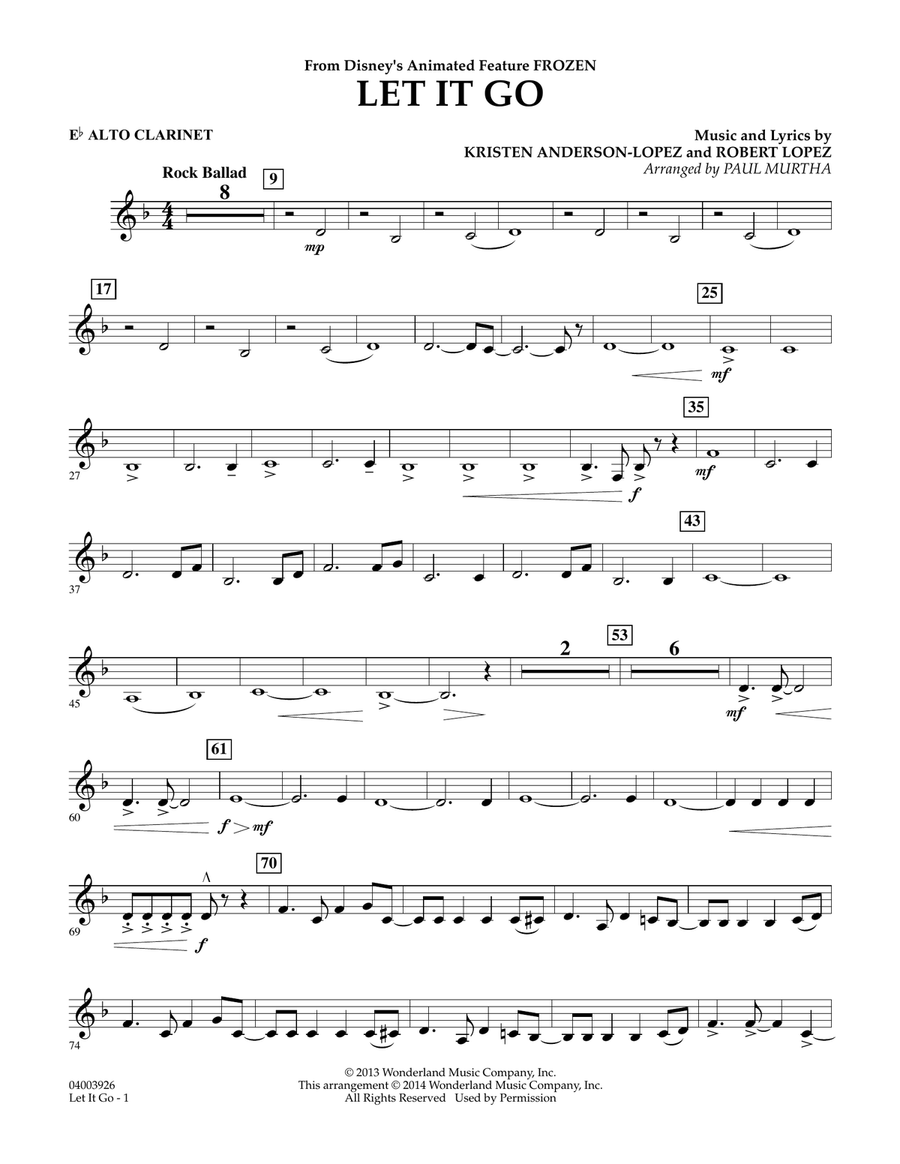 Let It Go - Eb Alto Clarinet