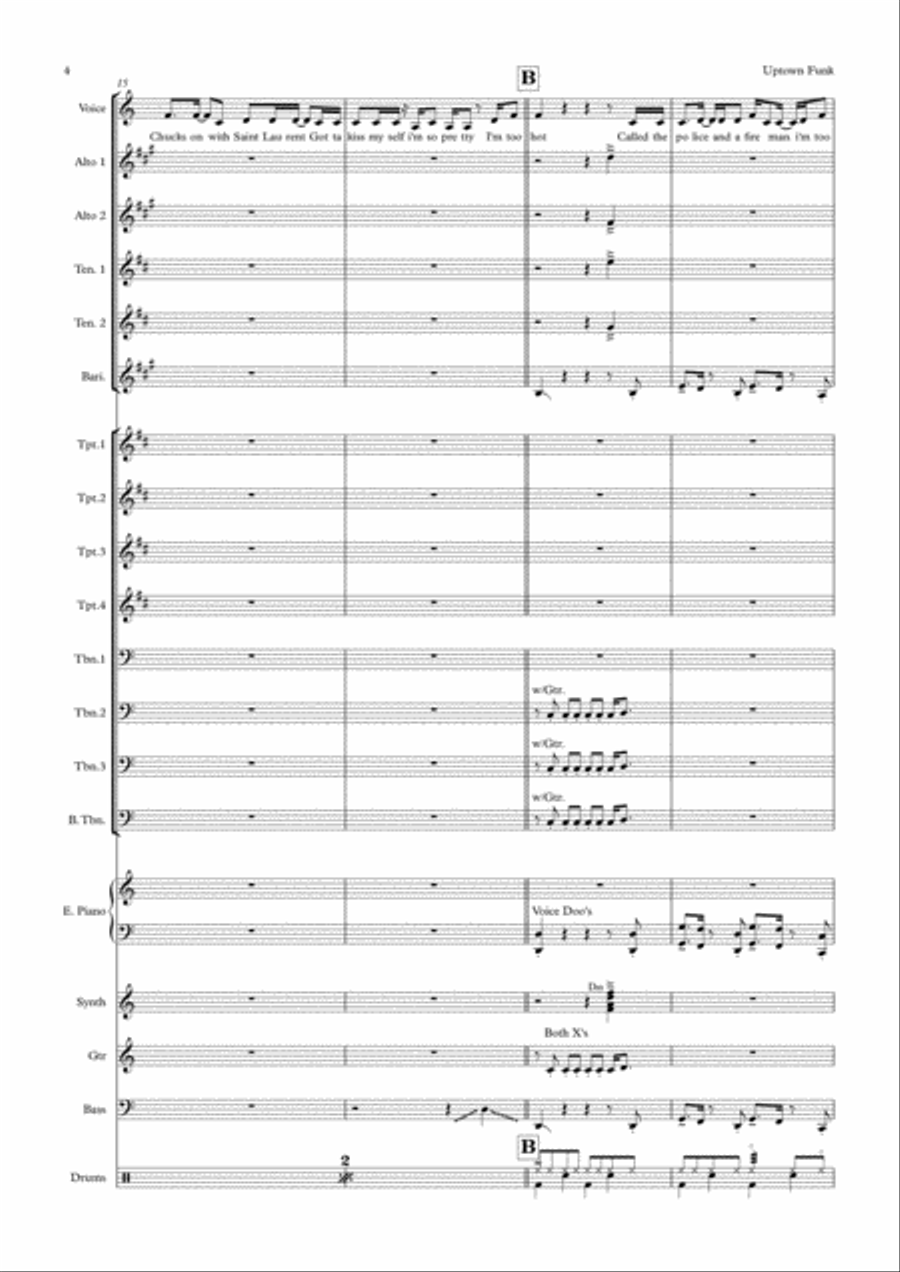 Uptown Funk Tenor Saxophone scores gallery preview page 4