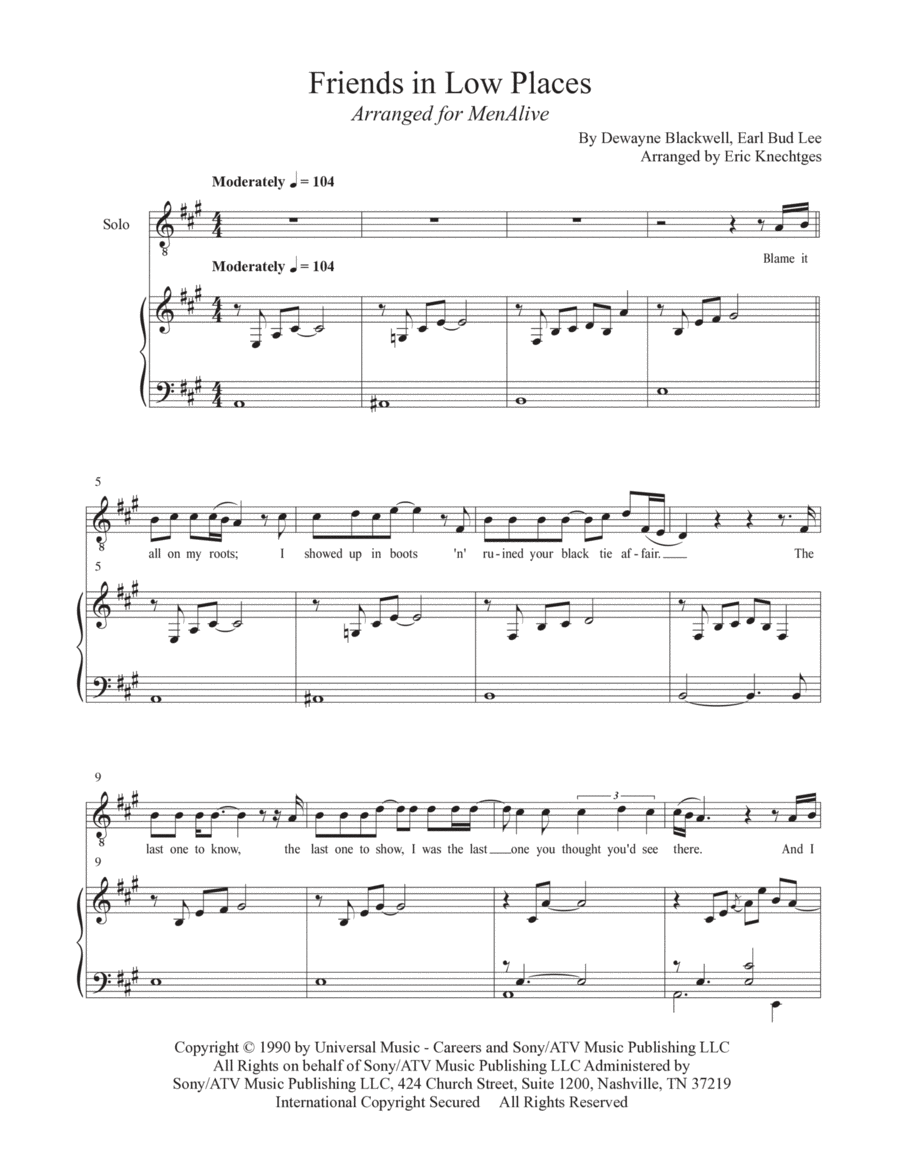 Friends In Low Places TTBB scores gallery preview page 1