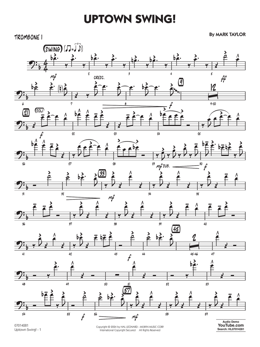 Uptown Swing! - Trombone 1 Jazz Ensemble scores gallery preview page 1