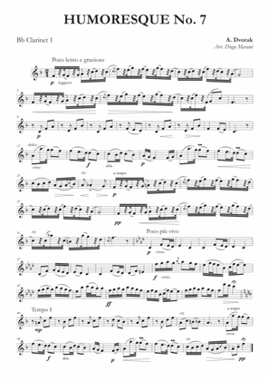 Humoresque No. 7 for Clarinet Quartet