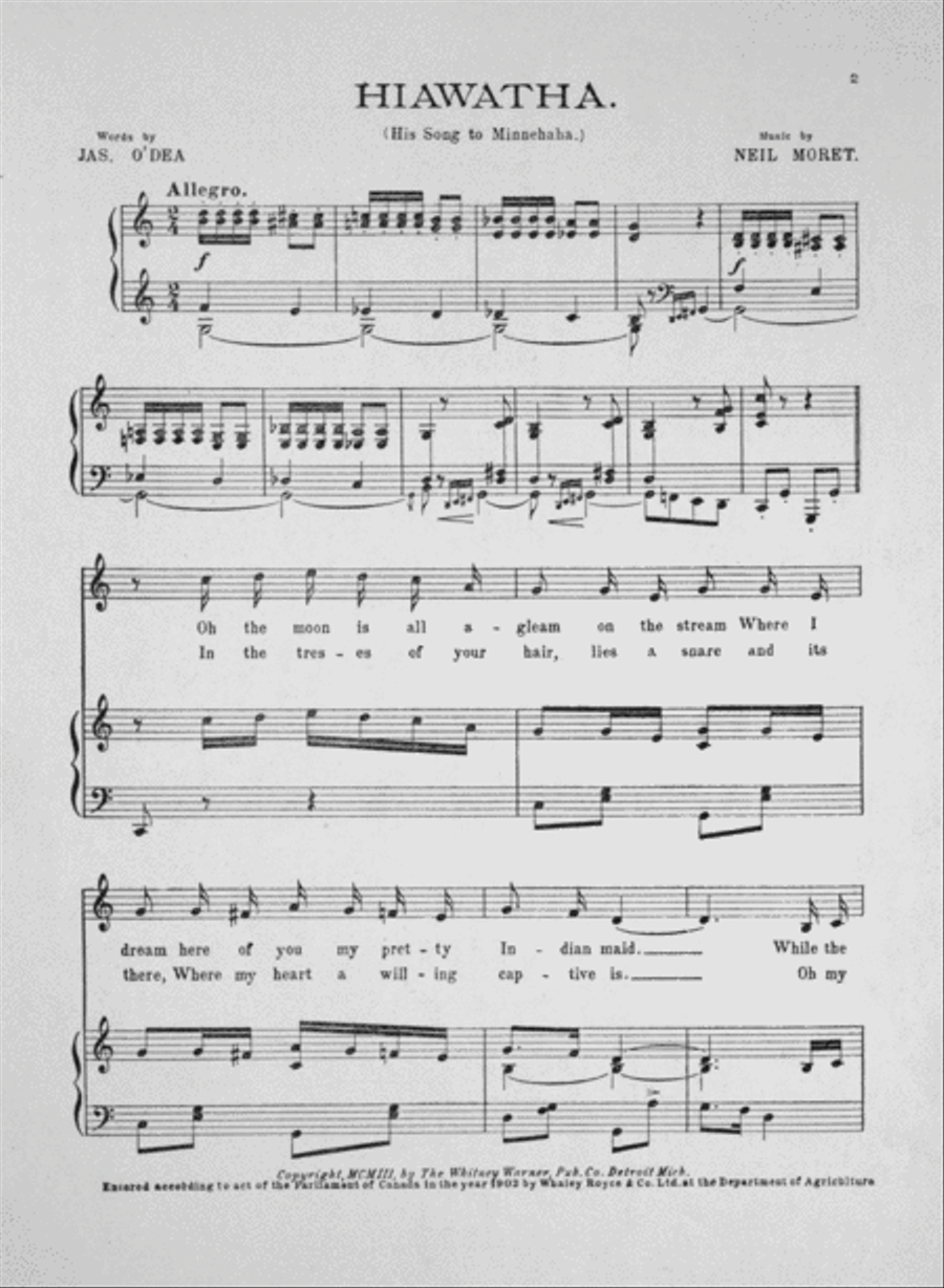 Hiawatha. Song Voice scores gallery preview page 2