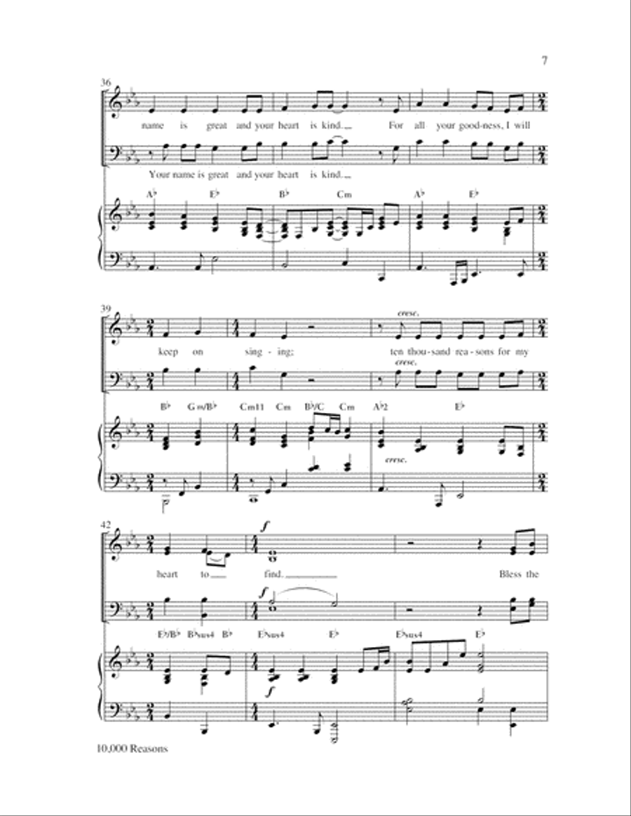 10,000 Reasons (Bless the Lord) 4-Part scores gallery preview page 7