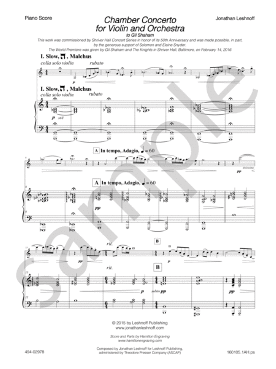 Chamber Concerto Violin Solo scores gallery preview page 4
