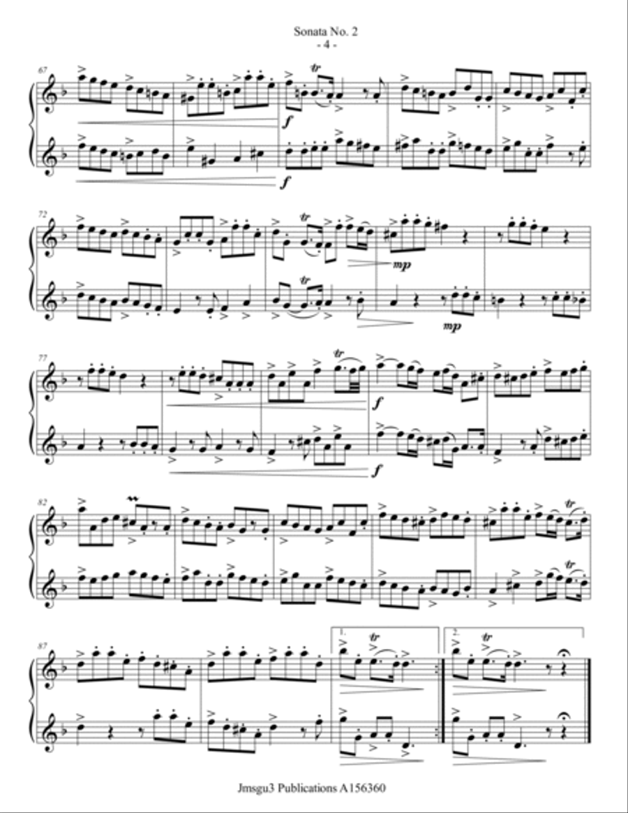 Loeillet: Sonata No. 2 for Alto Flute Duo Flute Duet scores gallery preview page 4