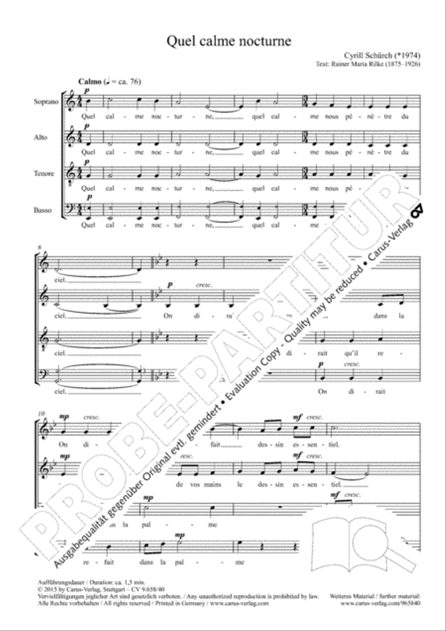 Quel calme nocturne 4-Part scores gallery preview page 3