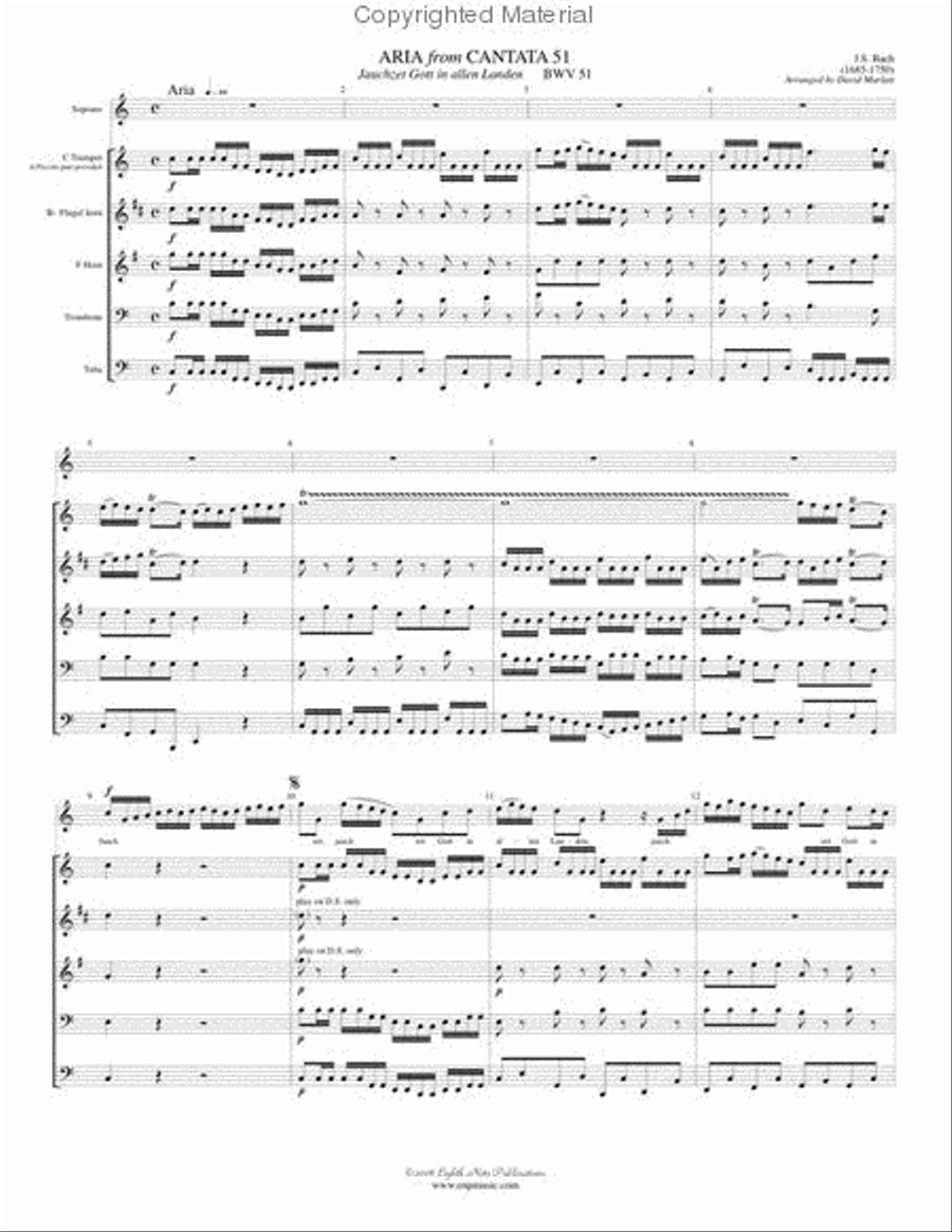 Aria (from Cantata 51, BWV 51) Brass Quintet scores gallery preview page 2