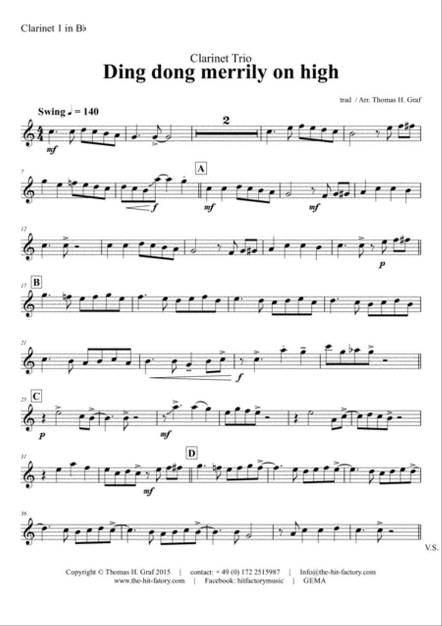 Ding dong merrily on high - Swing - Clarinet Trio Clarinet Trio scores gallery preview page 3