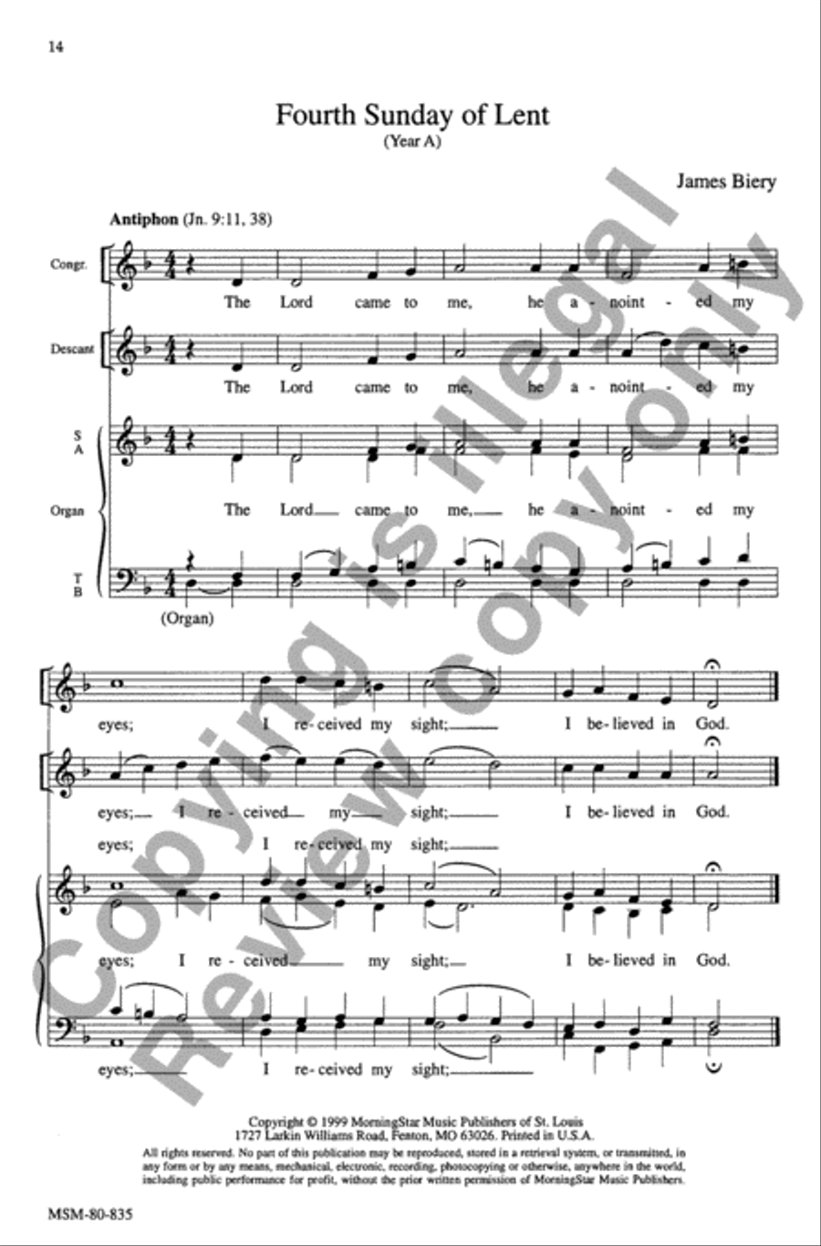 Communion Antiphons for the Lenten Season 4-Part scores gallery preview page 15