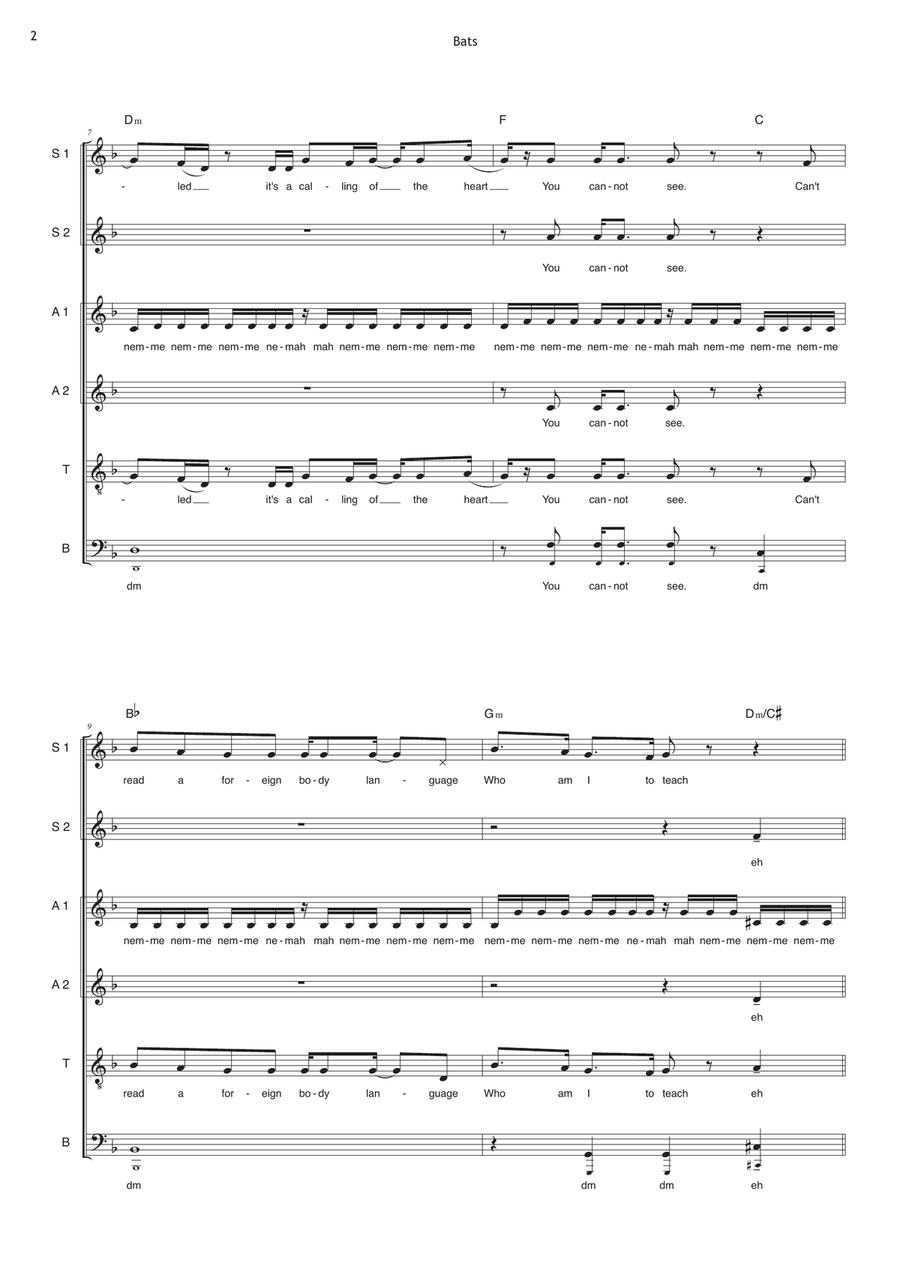 Bats A Cappella scores gallery preview page 2