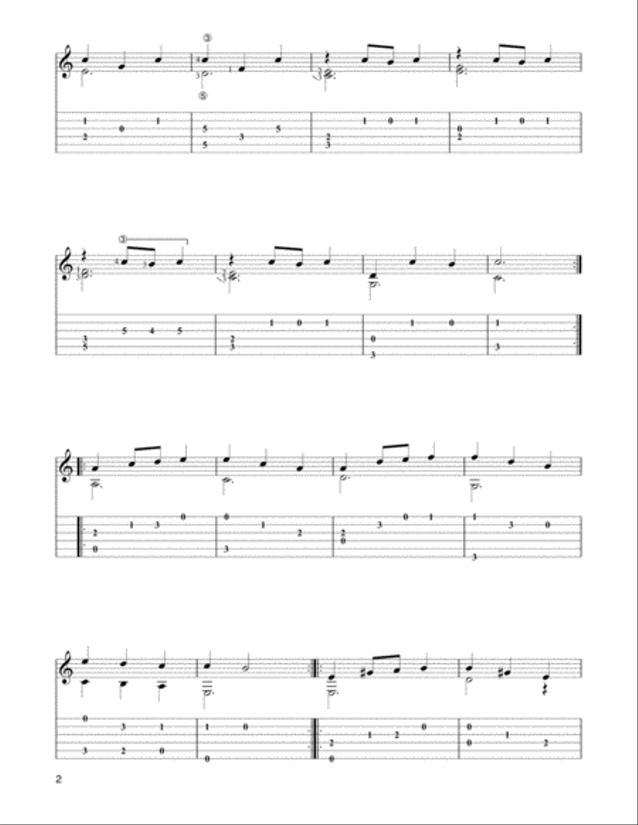 Minuet in A Minor Classical Guitar scores gallery preview page 2