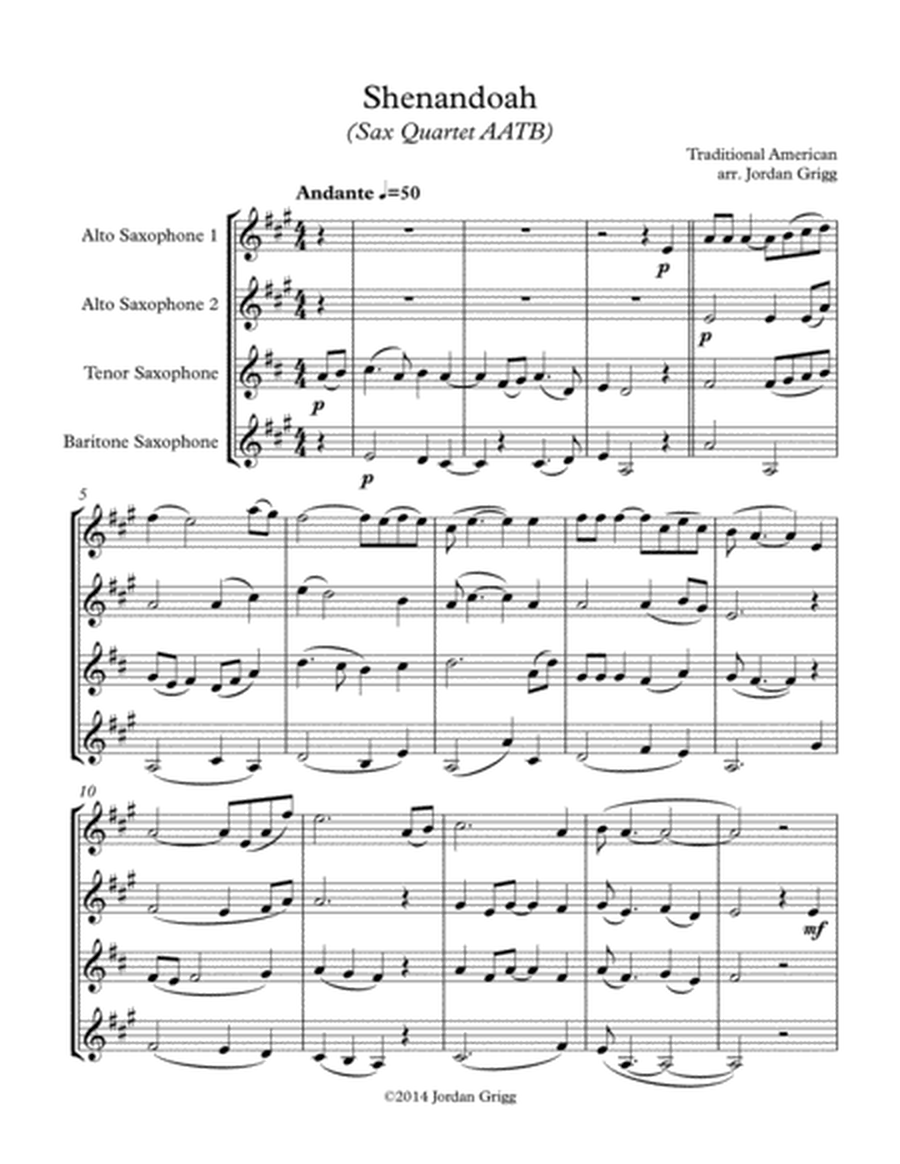 Shenandoah (Sax Quartet AATB) image number null