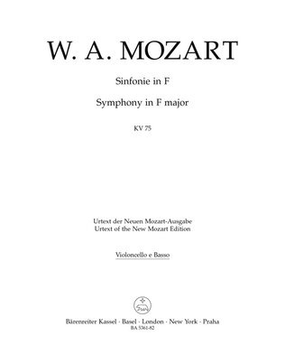 Book cover for Symphony F major, KV 75